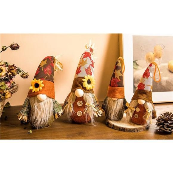 4PCS Fall Decor Sunflower Gnomes Plush Doll Scarecrow Gnomes Tiered Tray Decor - Picture 5 of 7